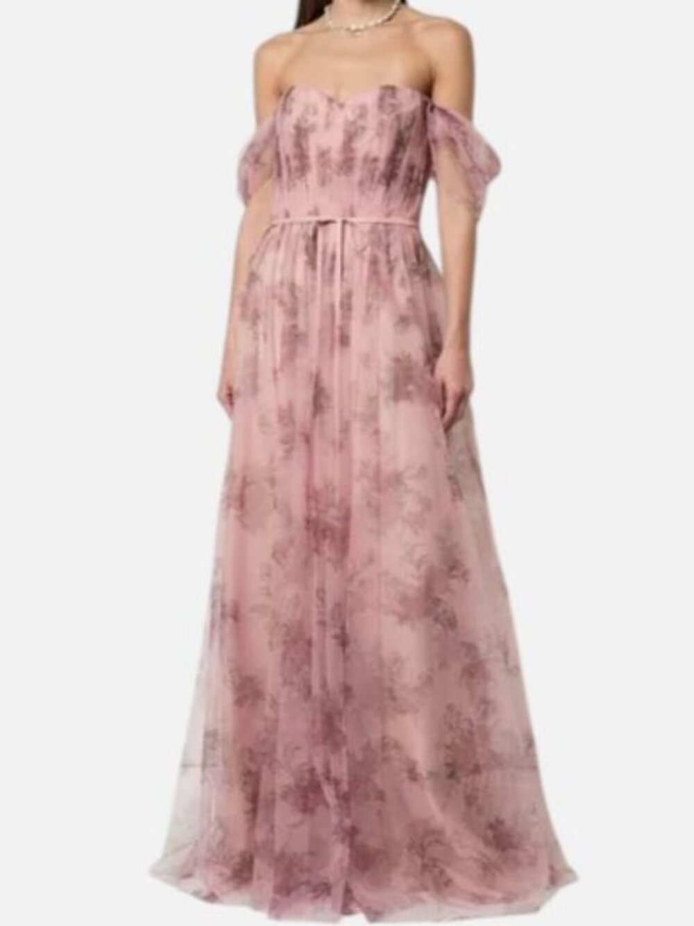 Marchesa Notte Women's Pink Tulle Draped Gown Dress Size 4